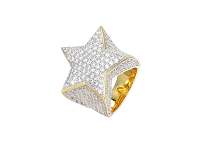 Iced Out Pentagram Star Micro Pave CZ Ring